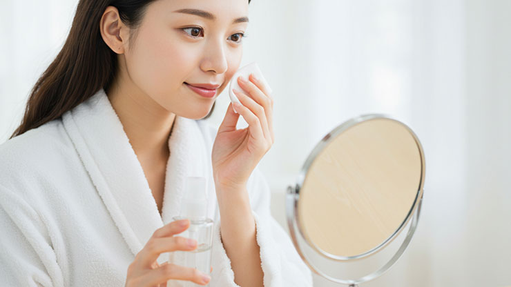 スキンケアする女性